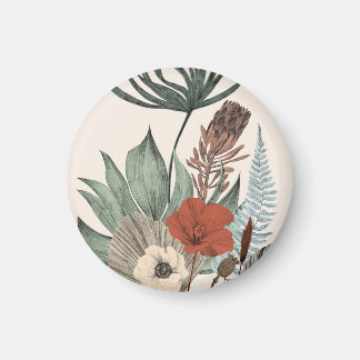 Vintager botanischer Garten - Wildblumen & Protea  Magnet