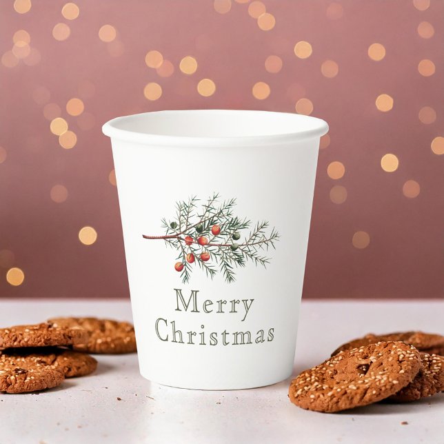 Vintager Botanischer Junior Weihnachtsgrün Pappbecher (Von Creator hochgeladen)