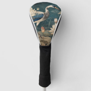 Vintager botanischer Kranich und Lotus Golf Headcover