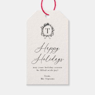 Vintager botanischer Monogramm-Feiertag Geschenkanhänger
