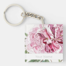 VINTAGER BOTANISCHER PINK PEONY ACRYLIC SCHLÜSSELA