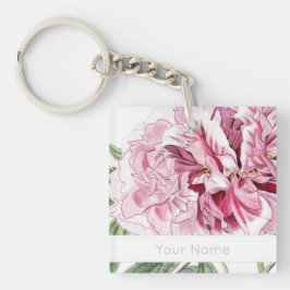 VINTAGER BOTANISCHER PINK PEONY ACRYLIC SCHLÜSSELA SCHLÜSSELANHÄNGER