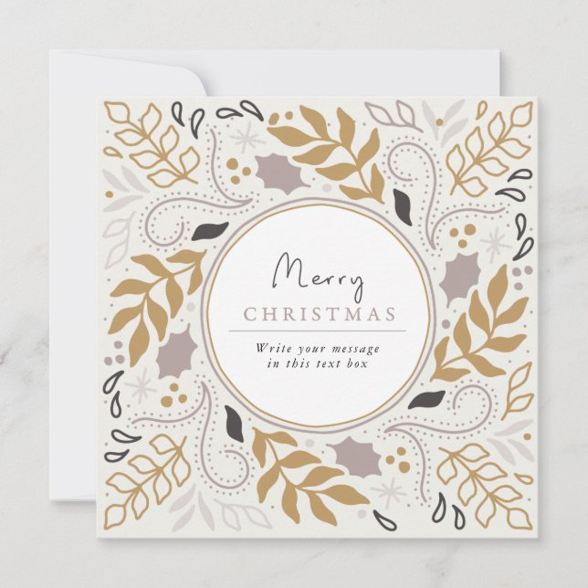 Vintager botanischer Rahmen Frohe Weihnachtsfotoka Feiertagskarte (Vorderseite)