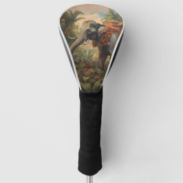 Vintager botanischer Szene-Elefant mit Hewdah Golf Headcover