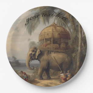 Vintager botanischer Szenelefant anpassbar Pappteller