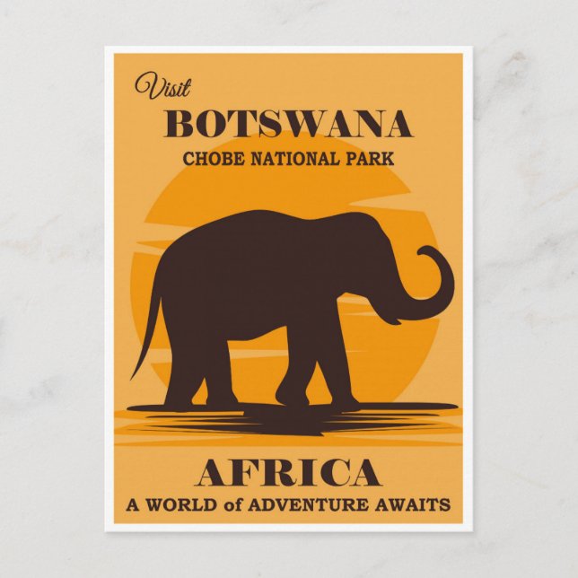 Vintager Botsuana-Afrika-Nationalpark Elephant Postkarte (Vorderseite)