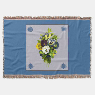 Vintager Bouquet mit Stiefmütterchen Throw Blanket Decke