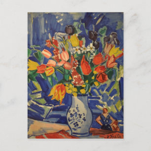 Vintager Bouquet mit Zahlen im Hintergrund Postkarte