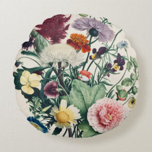 Vintager Bouquet von Blume Rundes Kissen