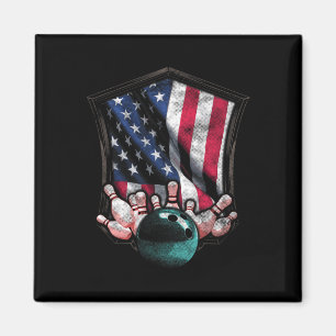 Vintager Bowling American USA Flagge 4. Juli Bowli Magnet