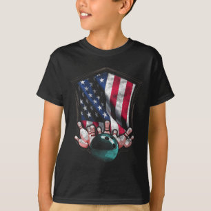 Vintager Bowling American USA Flagge 4. Juli Bowli T-Shirt