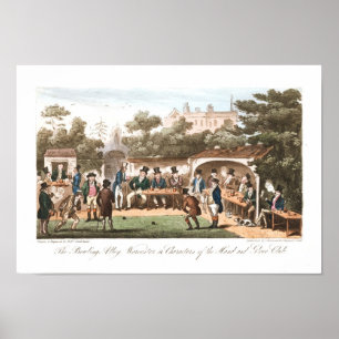 Vintager Bowling Print Early Caricatures Poster