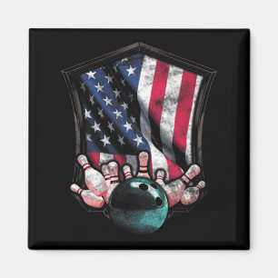 Vintager Bowling USA Flag Bowling Magnet