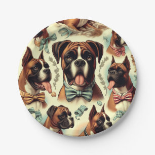 Vintager Boxer Hund nahtlos Pappteller