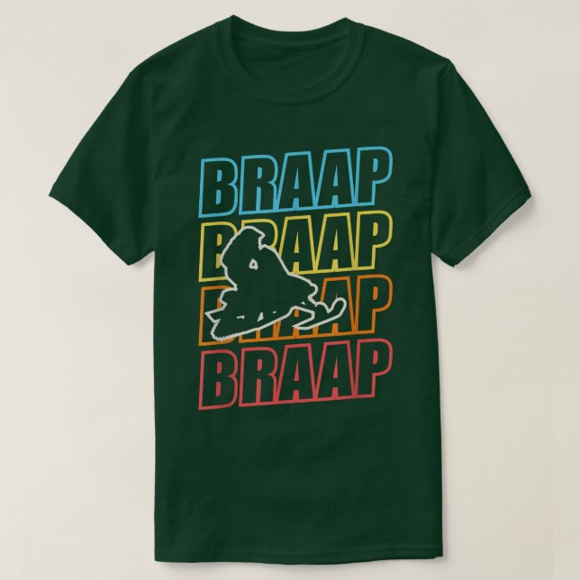Vintager Braap Snowmobile Motorfahrer T-Shirt (Design vorne)