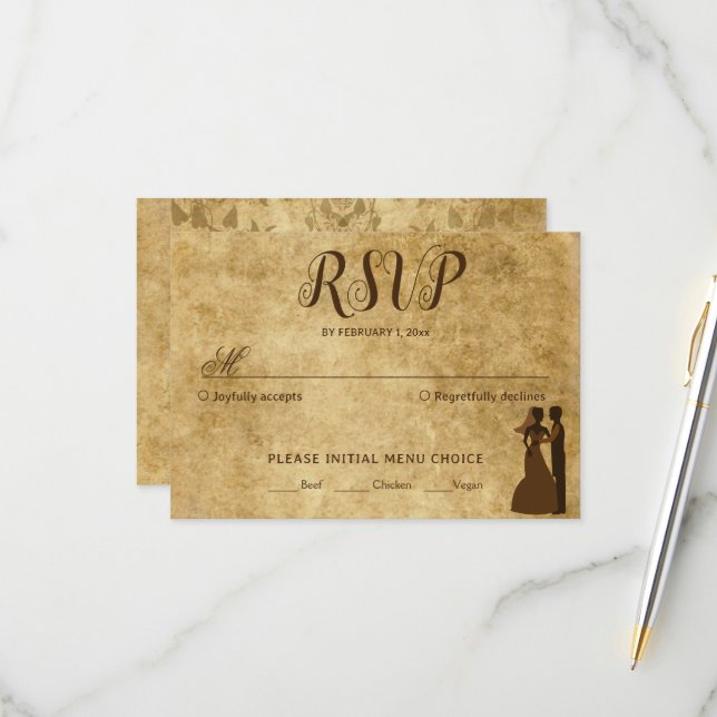 Vintager Brautgarten RSVP Karte (Vorderseite/Rückseite Beispiel)