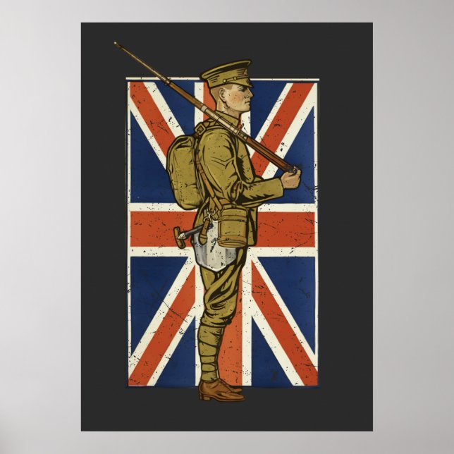 Vintager britischer Flaggensoldat Poster (Vorne)