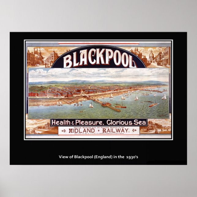 Vintager britischer Poster-Blackpool-Druck Poster (Vorne)
