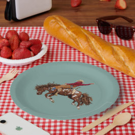 Vintager Broncofahrer Pappteller