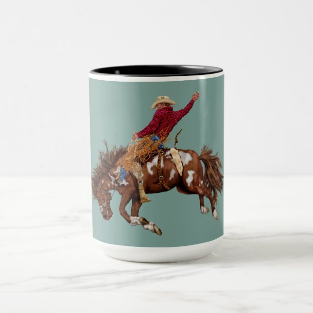 Vintager Broncofahrer Tasse (Zentrum)
