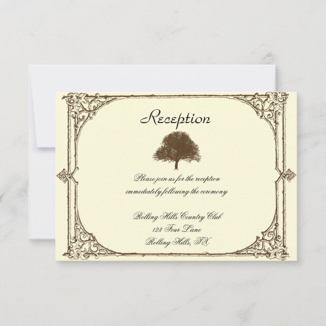 Vintager Brown-Eichen-Baum auf dem Einladung (Vorderseite)