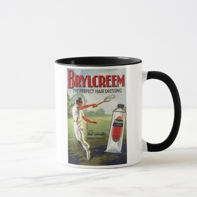 Vintager Brylcreem Man spielt Tennis Ad Tasse (Rechts)