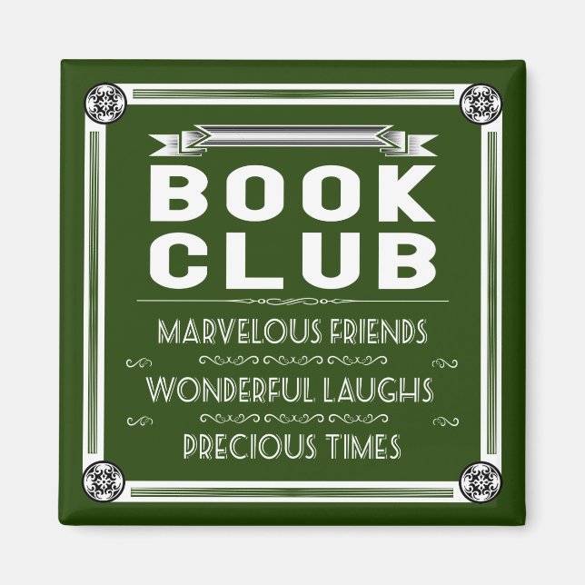 Vintager Buchclub Typografie Green Magnet (Vorne)