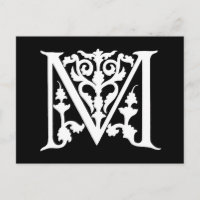 Vintager Buchstabe M Monogramm Schwarz-weiße "M"-I