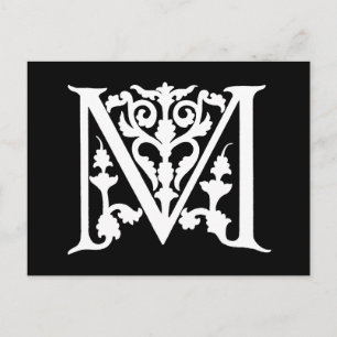 Vintager Buchstabe M Monogramm Schwarz-weiße "M"-I Postkarte