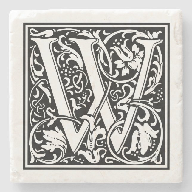 Vintager Buchstabe "W" Steinuntersetzer (Vorderseite)
