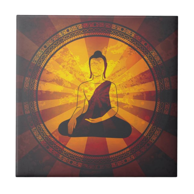 Vintager Buddha Fliese (Vorderseite)