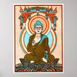 Vintager Buddha-Kunst-Druck Poster