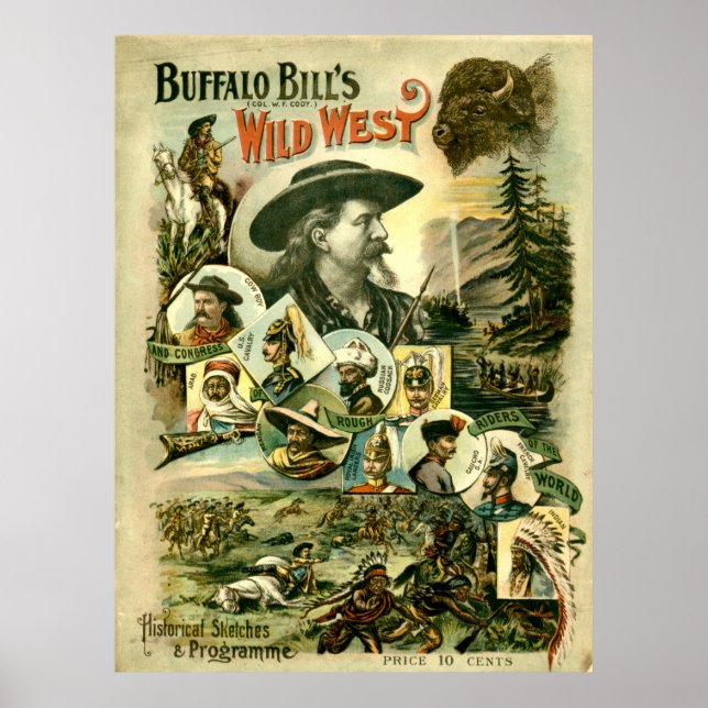Vintager Buffalo Bill's Wild West Poster (Vorne)
