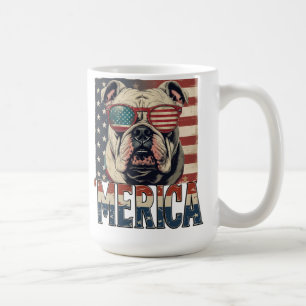 Vintager Bulldog Merica 4. july patriotisch Kaffeetasse