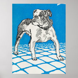 Vintager Bulldog Zeichnend Poster