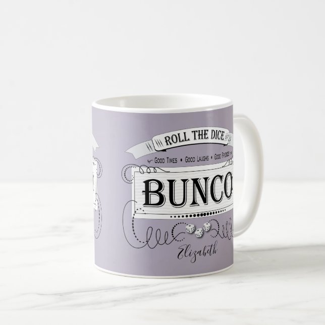 Vintager Bunco Player Monogramm-Name Kaffeetasse (VorderseiteRechts)