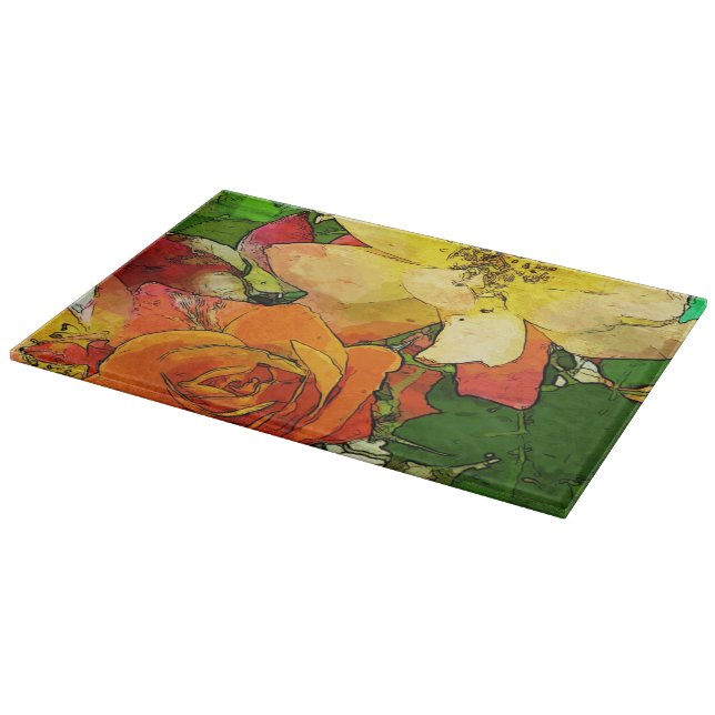 Vintager bunter mit Blumenhintergrund 2 der Kunst Schneidebrett (Ecke)
