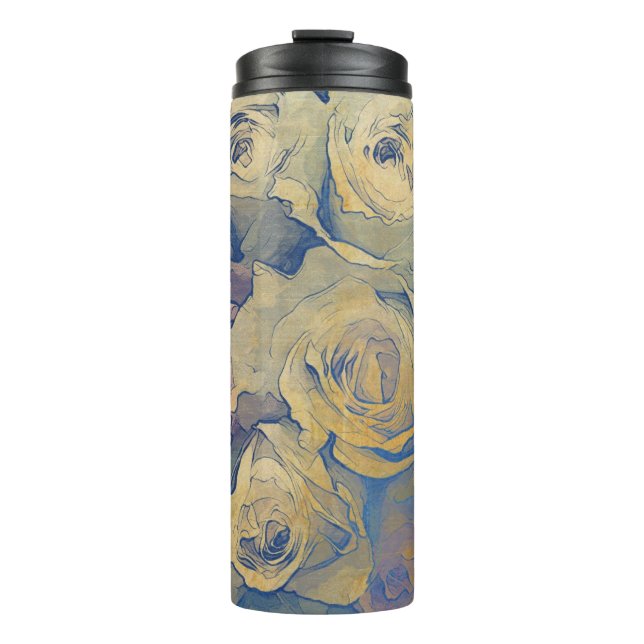 Vintager bunter mit Blumenhintergrund der Kunst Thermosbecher (Vorderseite)