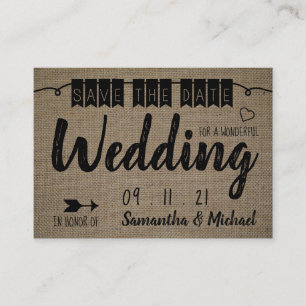 Vintager Burlap-Effekt, Save the Date Begleitkarte