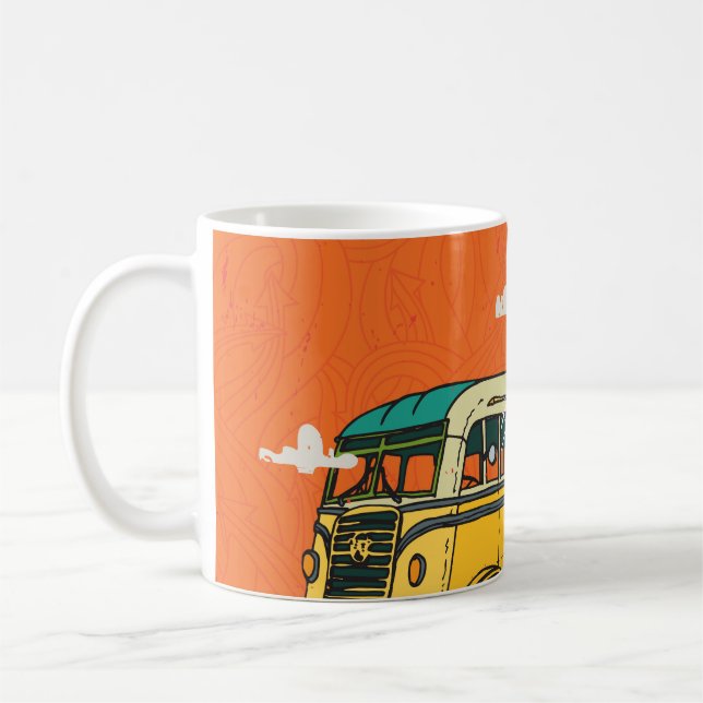 Vintager Bus: Wolken - Hintergrund der Textur Kaffeetasse (Links)
