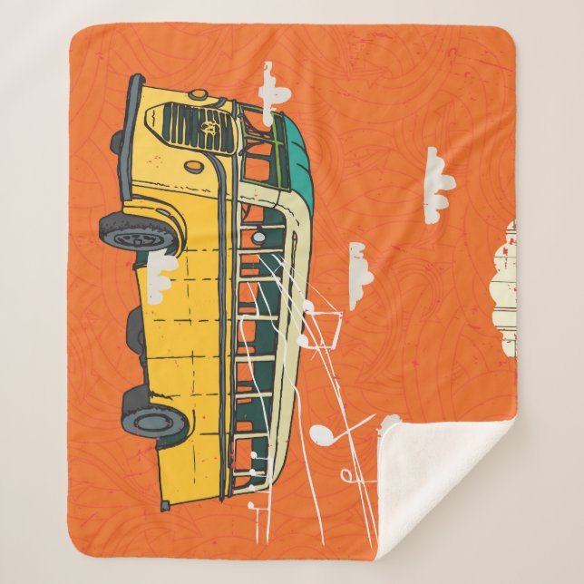 Vintager Bus: Wolken - Hintergrund der Textur Sherpadecke (Vorderseite)