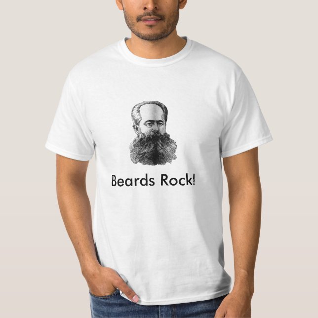 Vintager buschiger Bart, Bart-Felsen! T-Shirt (Vorderseite)