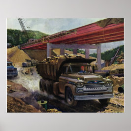 Vintager Business Dump Truck am Baugelände Poster