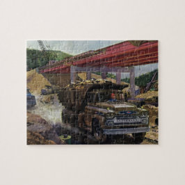 Vintager Business Dump Truck am Baugelände Puzzle