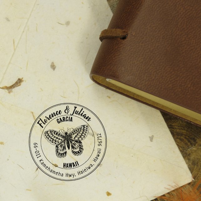 Vintager Buttefly-Rücksendeadresse Gummistempel (Von Creator hochgeladen)
