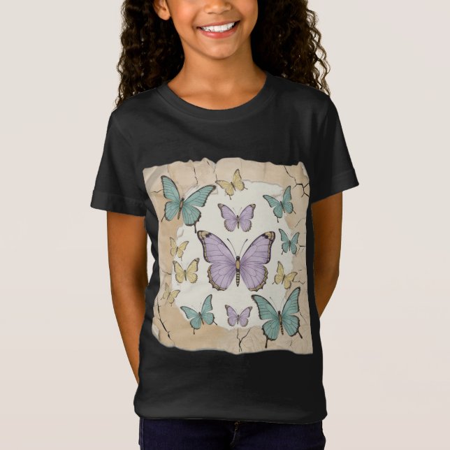 Vintager Butterfly Collage T - Shirt (Vorderseite)