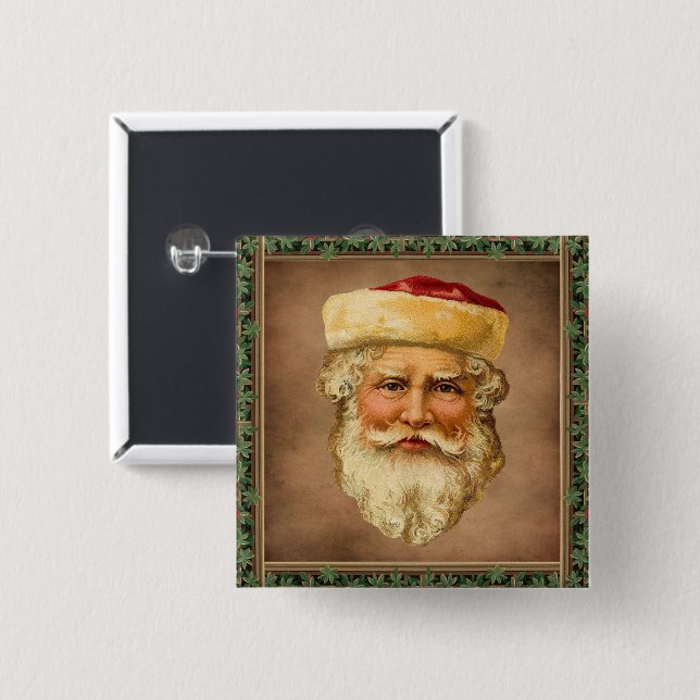 Vintager Button des Weihnachtsmanns (Vorne & Hinten)