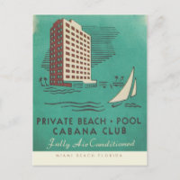 Vintager Cabana Club Miami Reisen Postkarte