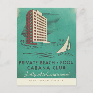Vintager Cabana Club Miami Reisen Postkarte
