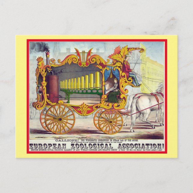 Vintager Calliope Circus Poster-Tag Postkarte (Vorderseite)